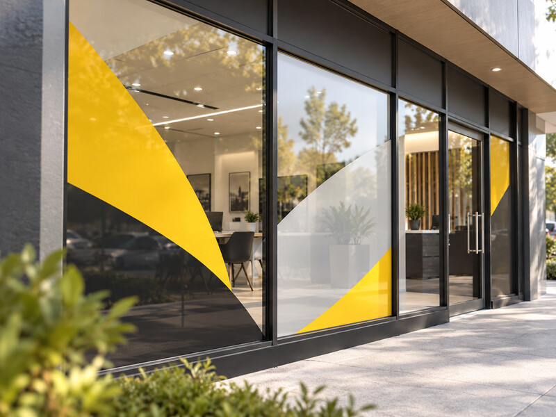 Decorative window graphics on a commercial shopfront window